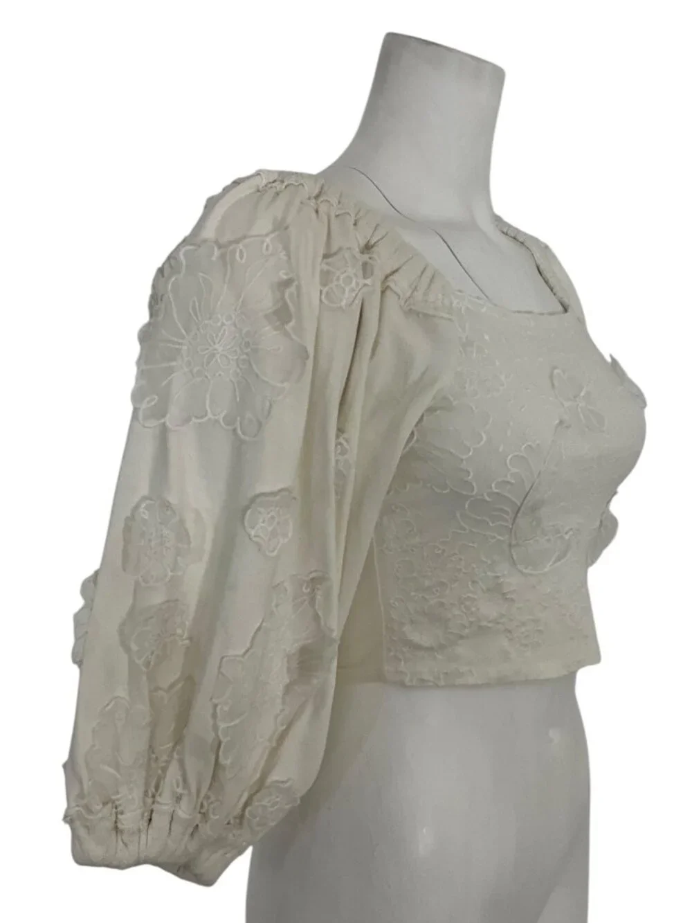 Free People Icing On Blouse Top XS Floral Lace Cropped Off-The-Shoulder